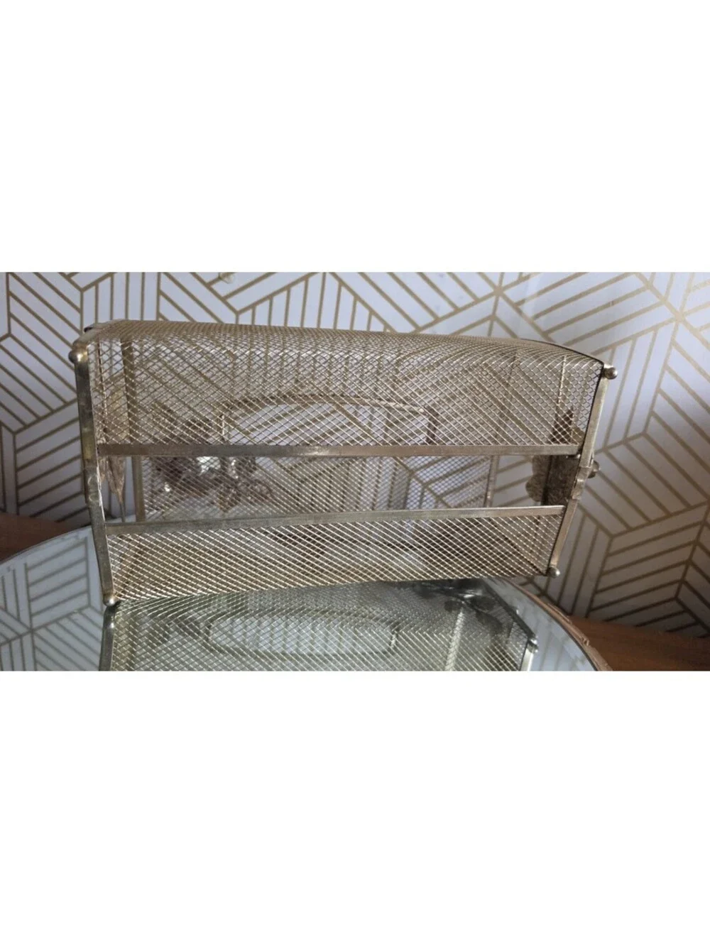 Vintage Floral Gold Tone Filigree Tissue Box Cover Hollywood Regency